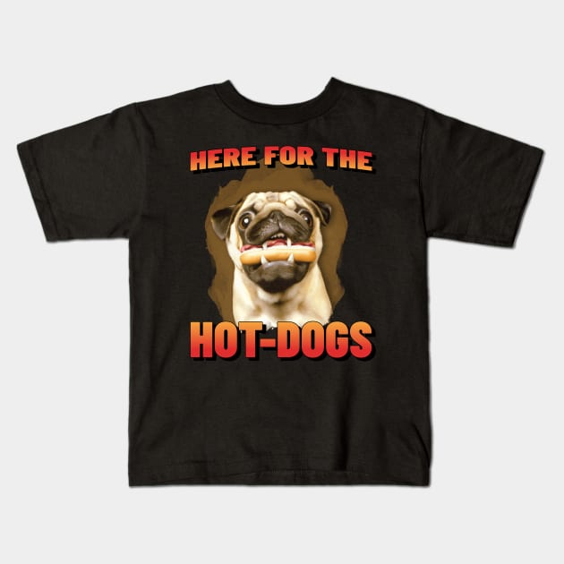 Here for the hot-dogs Kids T-Shirt by MythicalShop